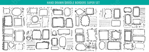 Cuadros en Lienzo Hand drawn line, border, frame vector design element set
