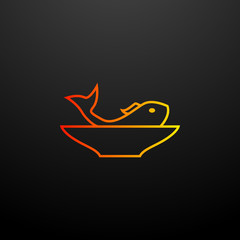 Poster - fish in a plate nolan icon. Elements of food set. Simple icon for websites, web design, mobile app, info graphics