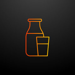 Poster - a bottle of milk and a glass nolan icon. Elements of food set. Simple icon for websites, web design, mobile app, info graphics