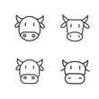 Set of head of cow vector illustration with simple line design
