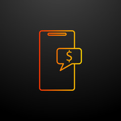 Poster - message about the receipt of money in mobile banking nolan icon. Elements of mobile banking set. Simple icon for websites, web design, mobile app, info graphics