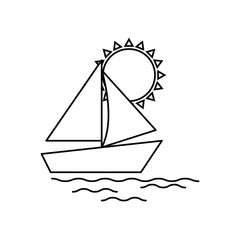 Wall Mural - silhouette of sailboat on white background