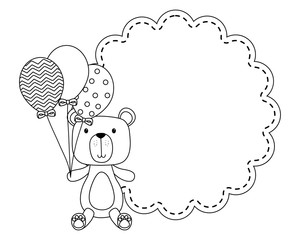 Wall Mural - Teddy bear cartoon with balloons design