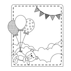 Poster - Teddy bear cartoon with balloons design