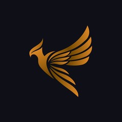 Wall Mural - Luxury flying golden eagle logo design