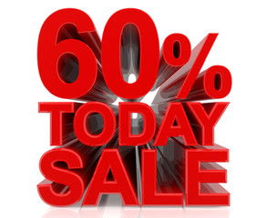 60% TODAY SALE word on white background 3d rendering