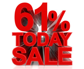 61% TODAY SALE word on white background 3d rendering