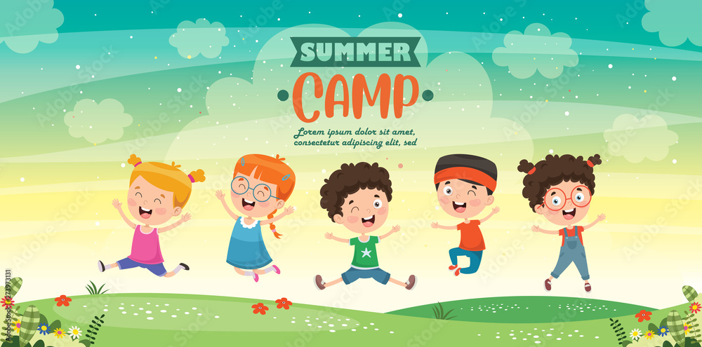 Vector Illustration Of Kids Summer Camp Stock Vector | Adobe Stock