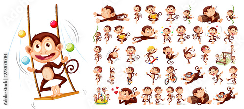 Set of monkey character Canvas Print