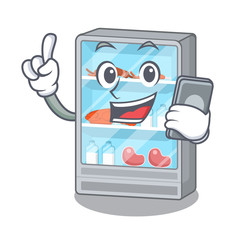 Sticker - With phone refrigerator isolated with in the character