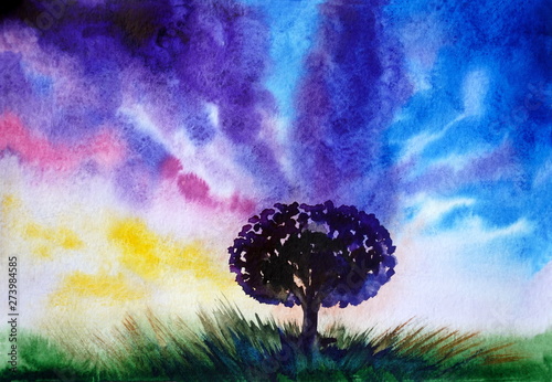 Drawing Of Bright Universe Sky Clouds Black Tree Buy This Stock Illustration And Explore Similar Illustrations At Adobe Stock Adobe Stock