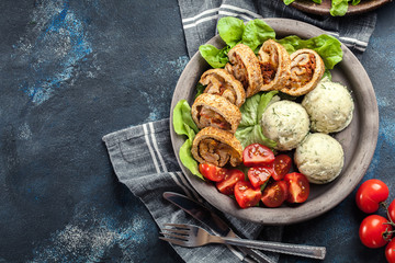 Canvas Print - Pork rolls stuffed with mozzarella