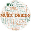 © sharafmaksumov - Music Design word cloud. Wordcloud made with text only.