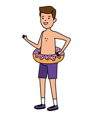 Sticker - young man with donut float character