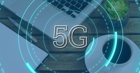 Poster - 5G written in the middle of a futuristic circles 4k