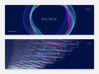 Big data background. Digital technology abstract concept. Artificial intelligence and deep learning. Tech visual for screen template. Geometric big data background.