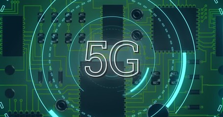 Poster - 5G written in the middle of a futuristic circles 4k