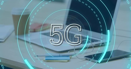 Poster - 5G written in the middle of a futuristic circles 4k