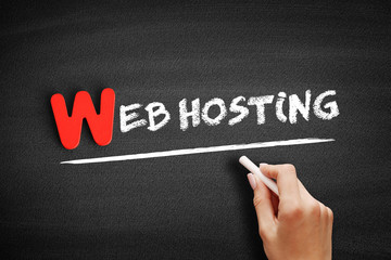 Aufkleber - Web Hosting text on blackboard, internet concept background