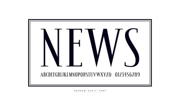 Elegant narrow serif font in antique style
