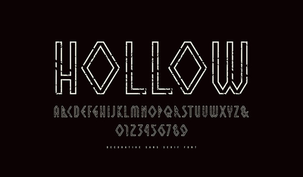 Hollow geometric sans serif font