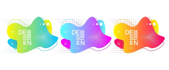 Aufkleber - Set of modern minimal liquid gradient splashes with dynamic colors. Vector design for cover, greeting card, poster, flyers, presentation. Modern graphic background
