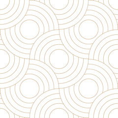 Leinwandbilder - Abstract retro pattern of geometric shapes. Golden mosaic backdrop. Geometric wave of circles  background, vector