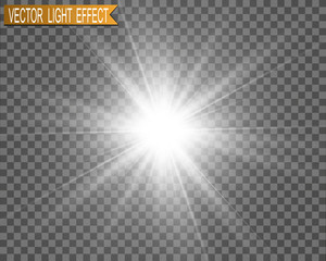 Poster - White beautiful light explodes with a transparent explosion. Vector, bright illustration for perfect effect with sparkles. Bright Star. Transparent shine of the gloss gradient, bright flash.