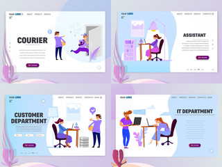 Wall Mural - Landing Page Template customer service assistant courier IT department