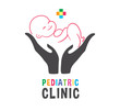 Newborn Child on Hand Logo Pediatric Clinic Banner