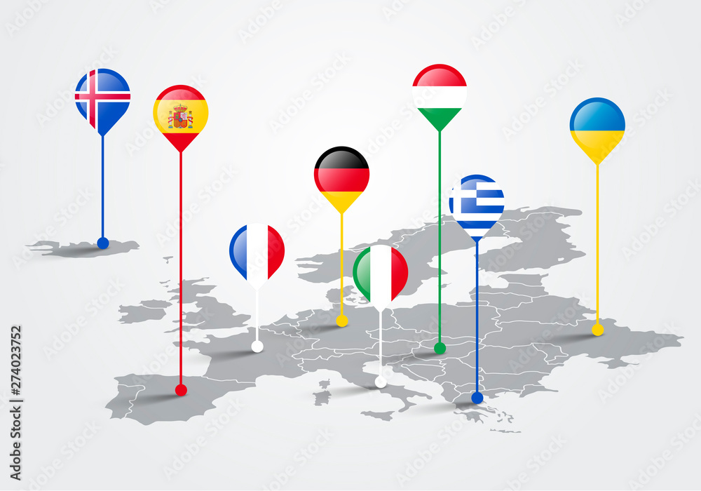 Vector Illustration europe map infographic for slide presentation. Global business marketing concept. - obrazy, fototapety, plakaty 