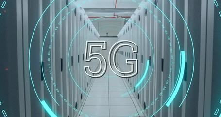Poster - 5G written in the middle of a futuristic circles 4k