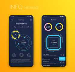 Vector graphics mobile infographics with three and two options. Template for creating mobile applications, workflow layout, diagram, banner, web design, business reports with 3 and 2 steps