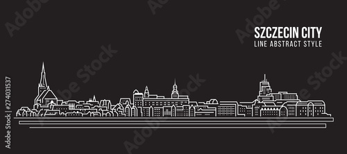 Dekoracja na wymiar  cityscape-building-line-art-vector-illustration-design-szczecin-city