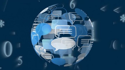 Poster - Message bubble icon and binary codes