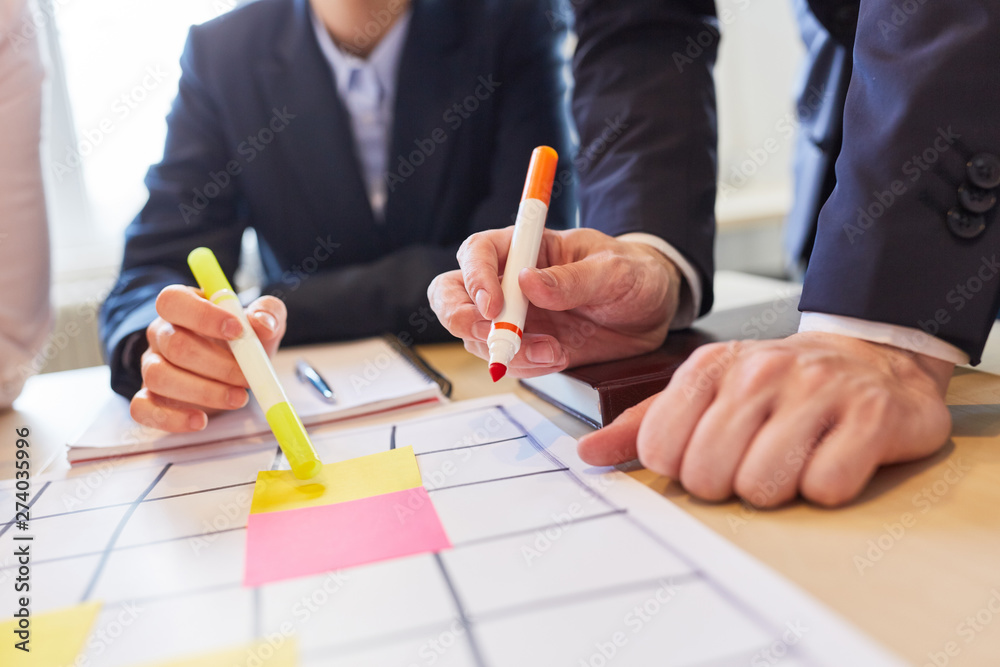 Brainstorming with colorful sticky notes Stock Photo | Adobe Stock