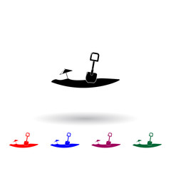 Poster - scapula on the beach multi color icon. Elements of beach holidays set. Simple icon for websites, web design, mobile app, info graphics