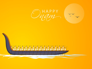 Sticker - Happy onam wishes with evening and flying bird style.