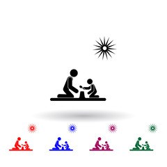 Poster - play with a child on the beach multi color icon. Elements of beach holidays set. Simple icon for websites, web design, mobile app, info graphics