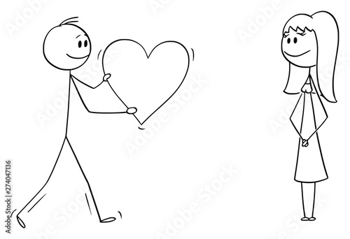 Vector Cartoon Stick Figure Drawing Conceptual Illustration Of Man