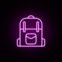 Poster - backpack neon icon. Elements of camping set. Simple icon for websites, web design, mobile app, info graphics