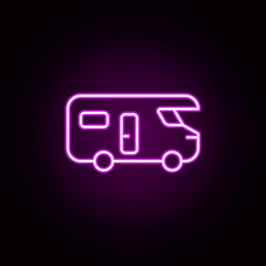 Poster - House on wheels neon icon. Elements of camping set. Simple icon for websites, web design, mobile app, info graphics