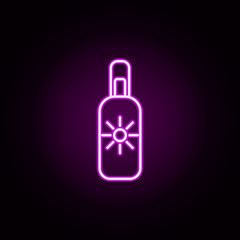 Poster - sunblock neon icon. Elements of camping set. Simple icon for websites, web design, mobile app, info graphics