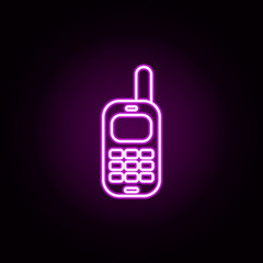 Poster - phone neon icon. Elements of camping set. Simple icon for websites, web design, mobile app, info graphics