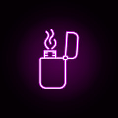 Poster - lighter neon icon. Elements of camping set. Simple icon for websites, web design, mobile app, info graphics