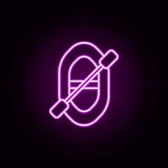 Poster - inflatable boat neon icon. Elements of camping set. Simple icon for websites, web design, mobile app, info graphics