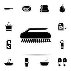 Poster - clothes brush icon. Universal set of Bathroom for website design and development, app development