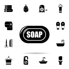 Poster - soap icon. Universal set of Bathroom for website design and development, app development