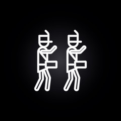 Poster - marching band, drums neon icon. Elements of carnival and amusement set. Simple icon for websites, web design, mobile app, info graphics