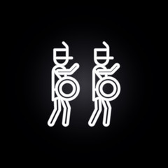 Poster - marching band, drums neon icon. Elements of carnival and amusement set. Simple icon for websites, web design, mobile app, info graphics